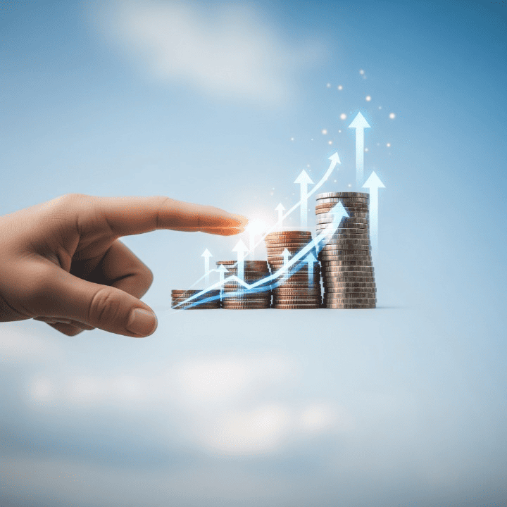 Illustration of a person balancing income growth with controlled spending, symbolizing financial control and wealth management.