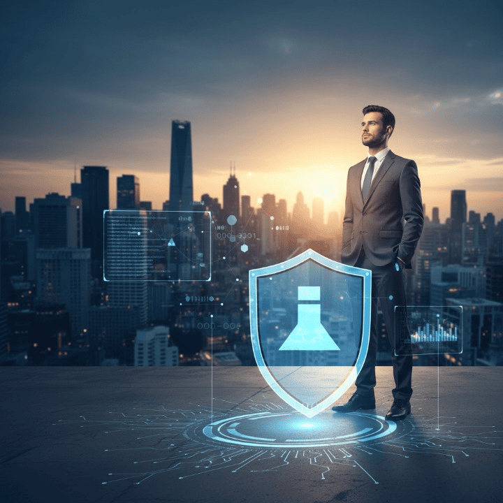 A professional person looking towards a city skyline, representing financial stability and the protection provided by disability insurance for high-income earners.